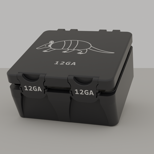 Armadillo box closed, black, 12GA, 25 rounds (v1)