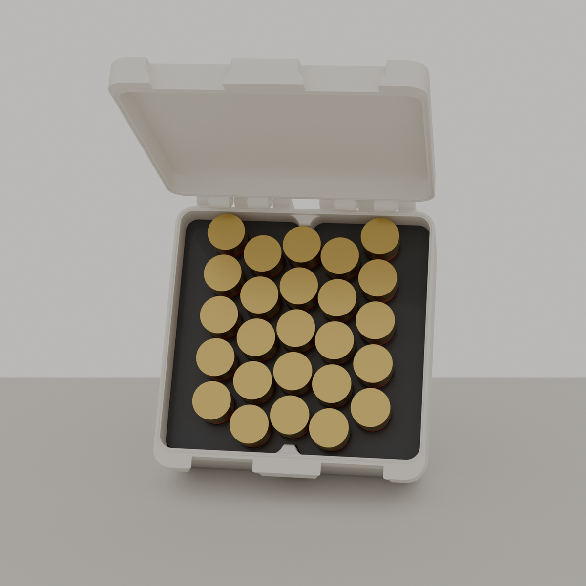 Armadillo box open with 25 shells, white, 12GA (v1)