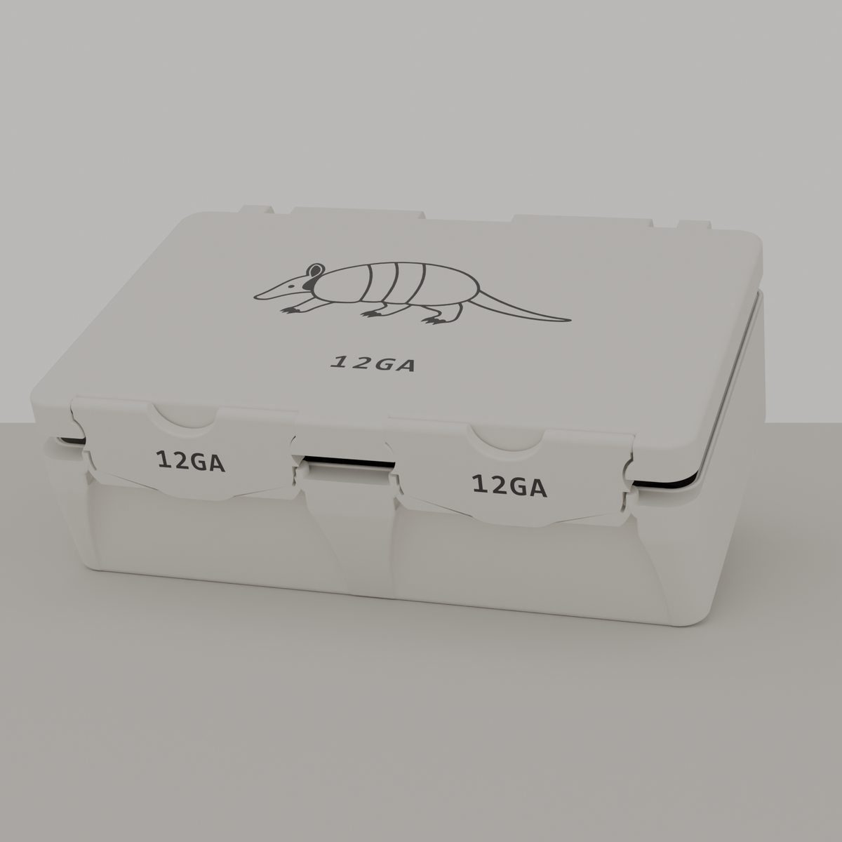 Armadillo box closed, white, 12GA, 50 rounds (v1)