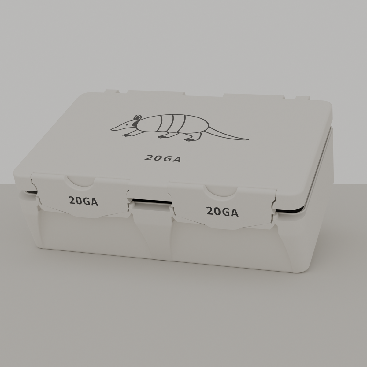Armadillo box closed, white, 20GA, 50 rounds (v1)