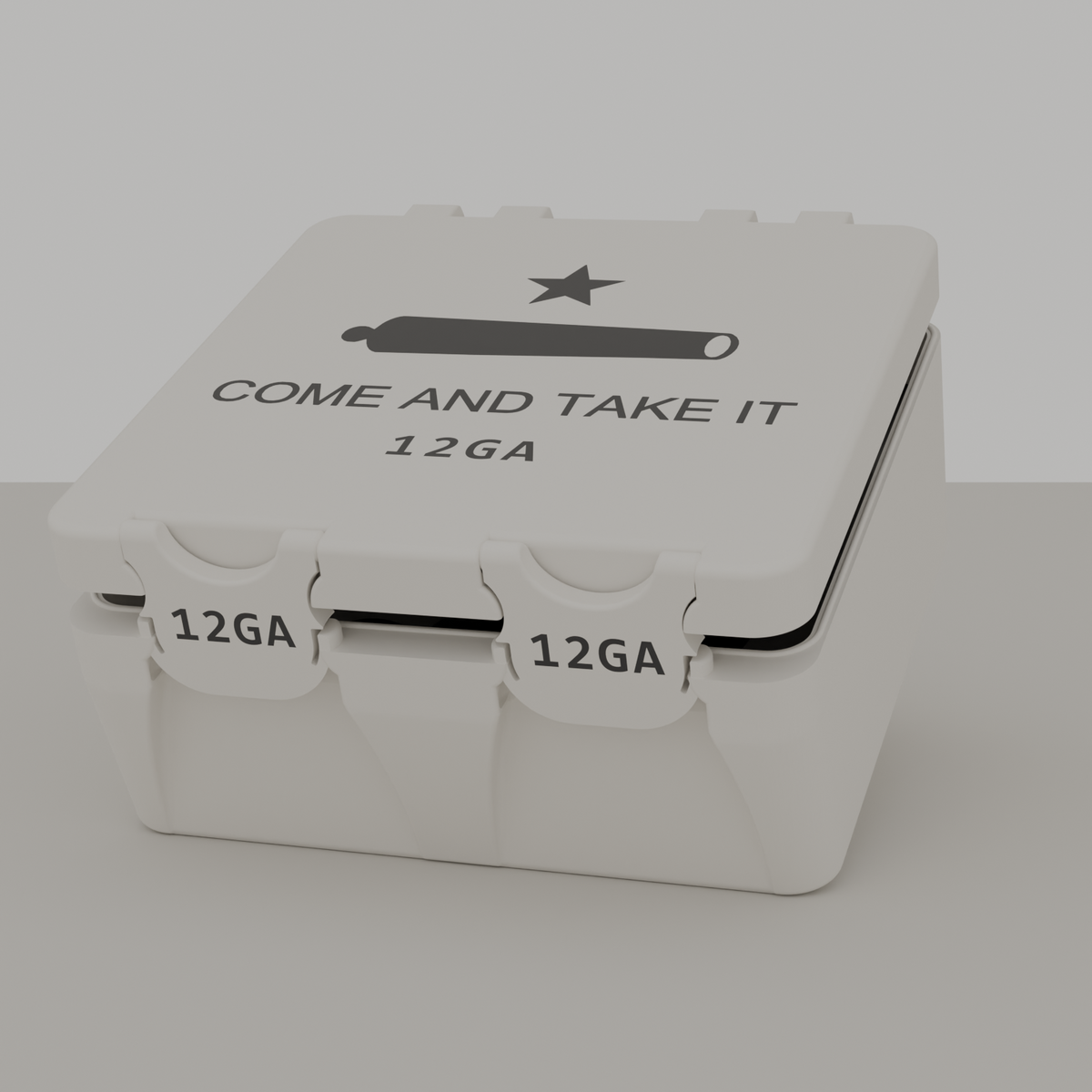 Come and Take It box closed, white, 12GA, 25 rounds (v1)