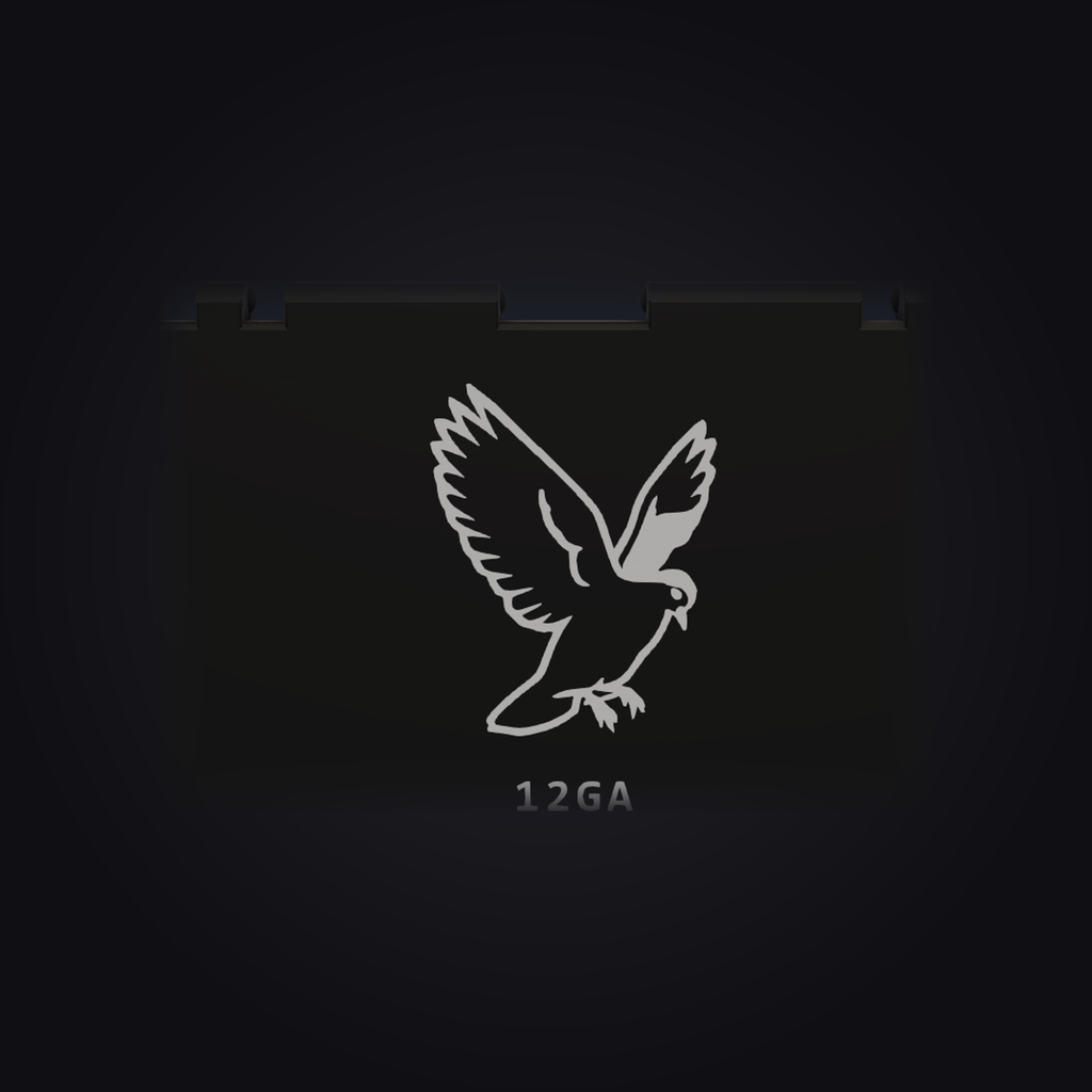50-round shotshell box lid, dove design, 12GA (studio v2)