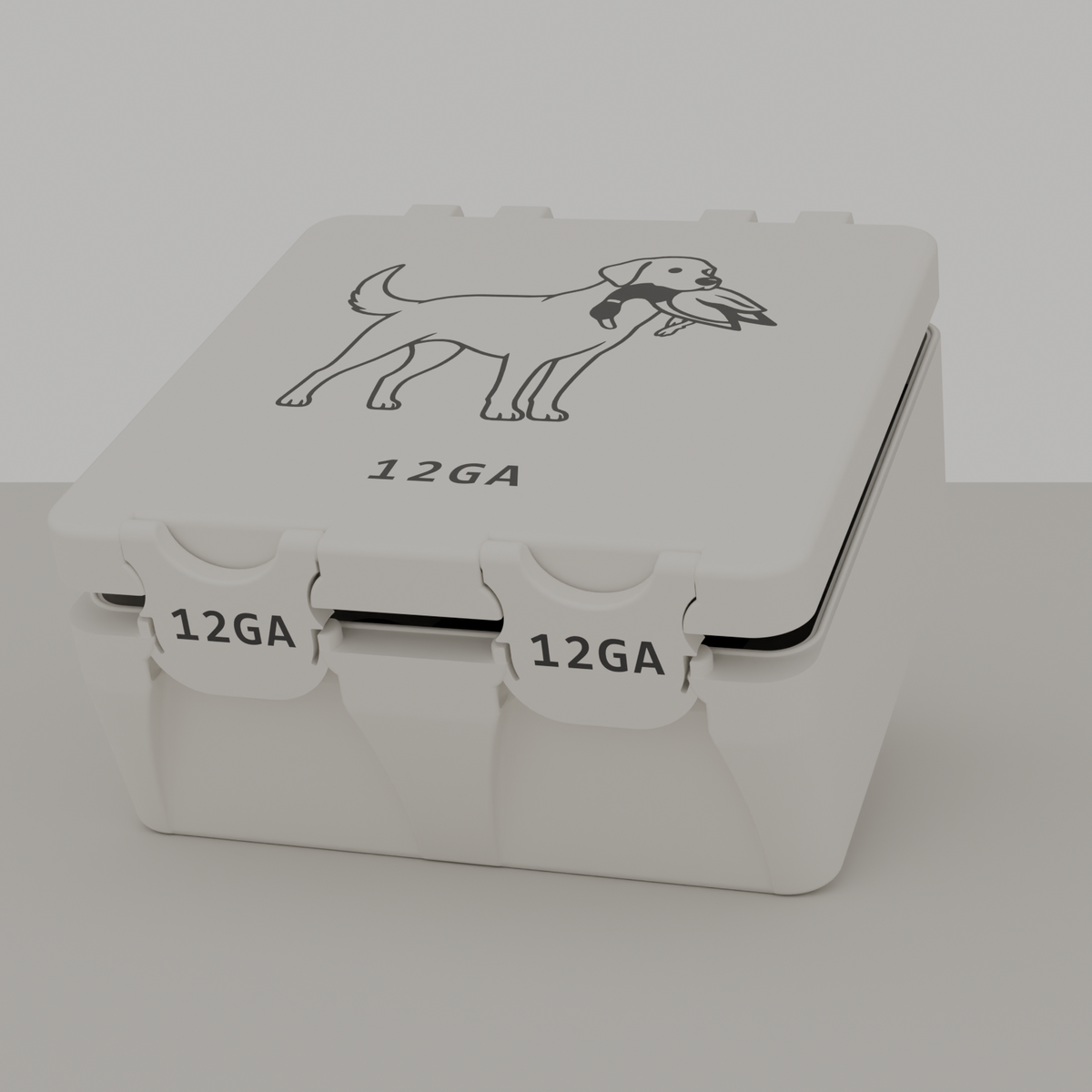 Lab box closed, white, 12GA, 25 rounds (v1)