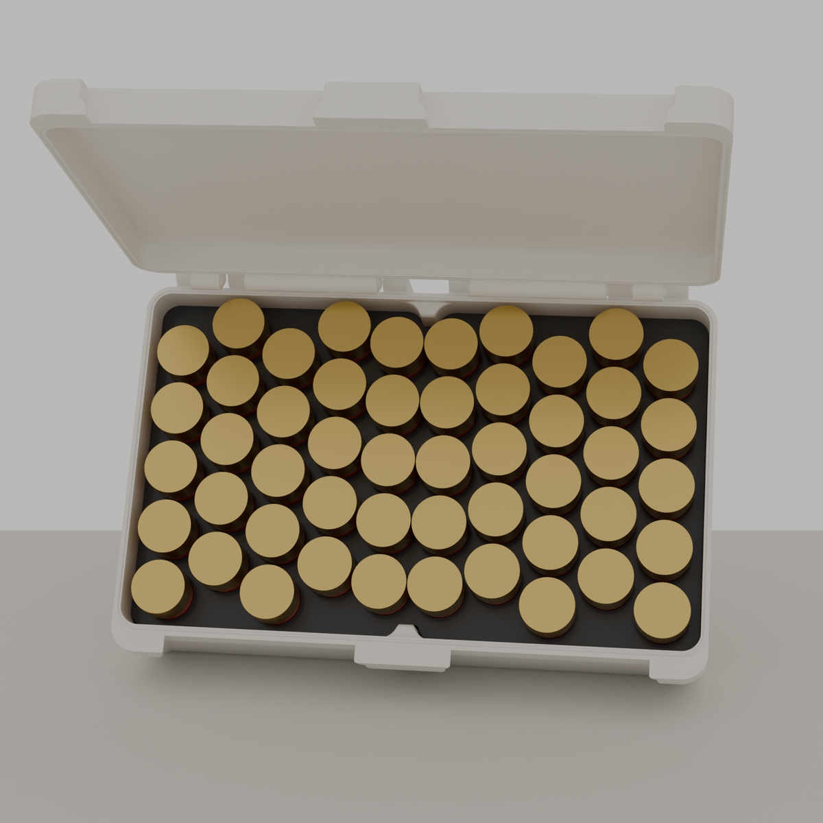 Lab box open with 50 shells, white, 12GA (v1)